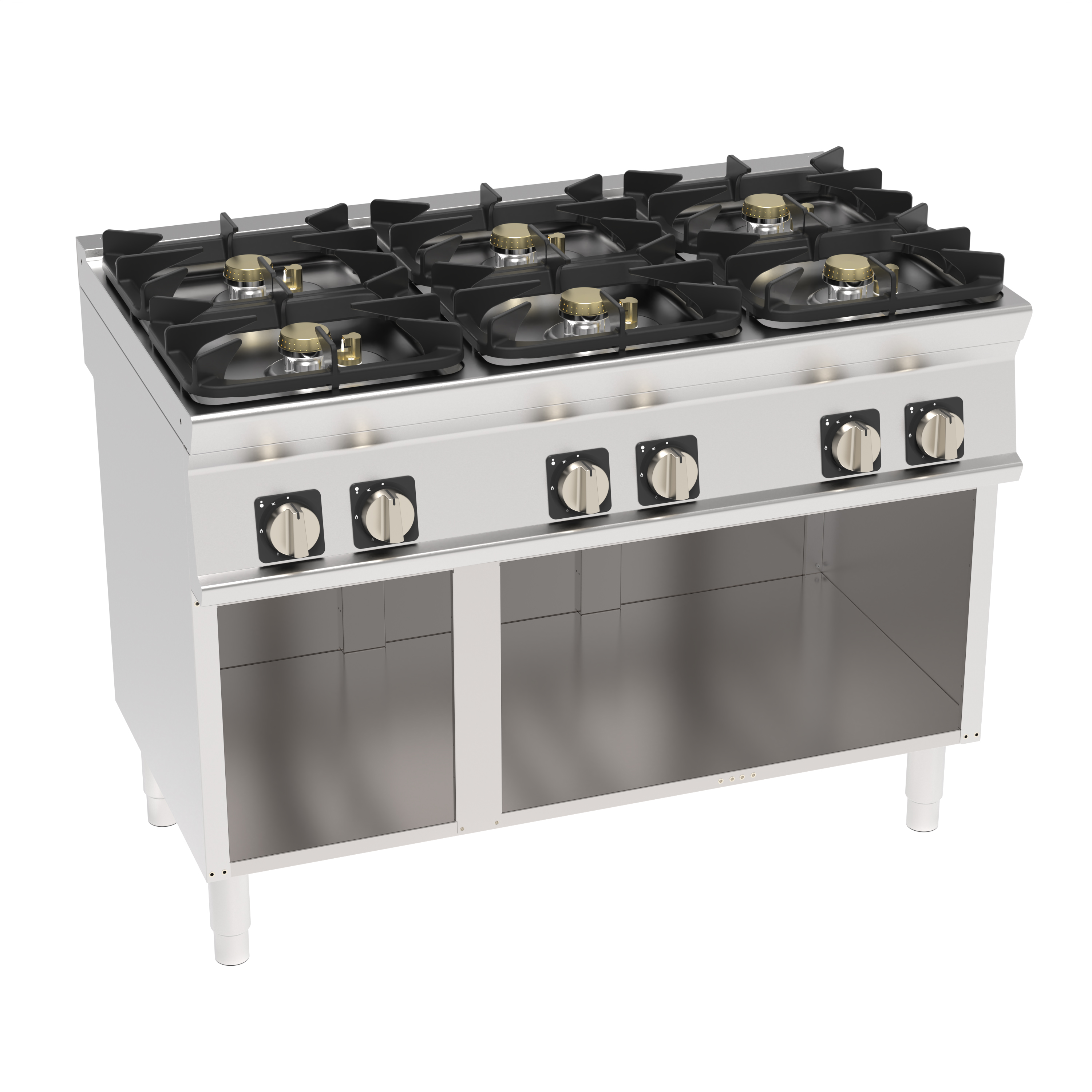 PIANO DE CUISSON 6 FEUX GAZ SUR PLACARD OUVERT