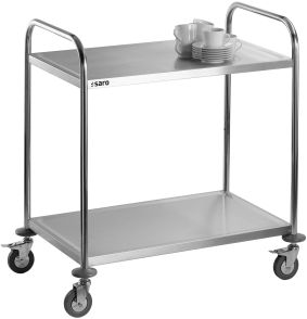CHARIOT DE SERVICE MOBILE INOX 2 NIVEAUX 950X500X950