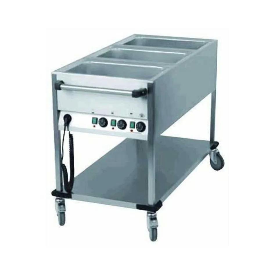 CHARIOT MOBILE BAIN MARIE CHAUFFANT 3 CUVES GN1/1 RM